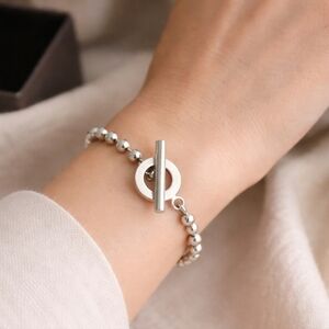Gucci 925 Sterling Silver Beaded Toggle Bracelet